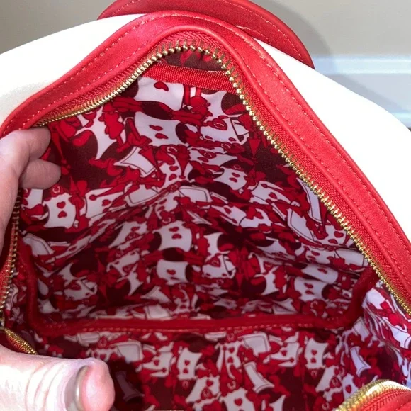 Disney Loungefly Alice in Wonderland Ace Queen of Hearts Mini Backpack Red White - Picture 12 of 16